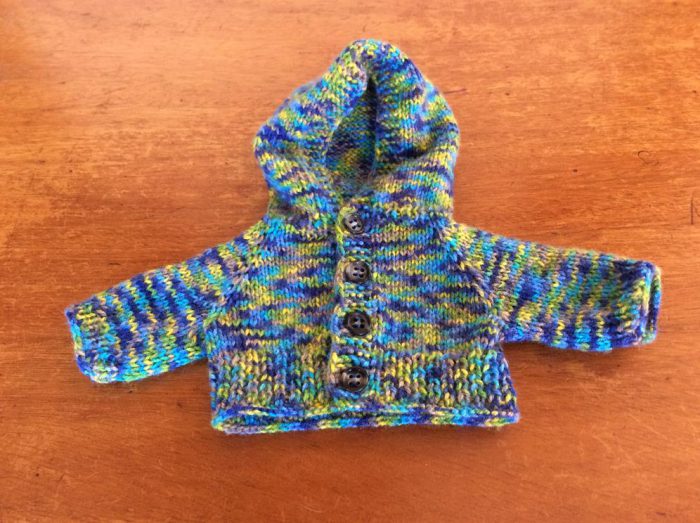 Hand-knitted hooded sweater, cardigan for 14-16" dolls - Image 4